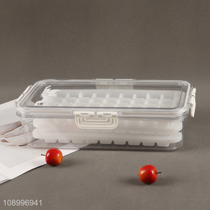 High Quality Airtight Plastic Cube Tray Molds Ice Cube Trays with Lid and Bin