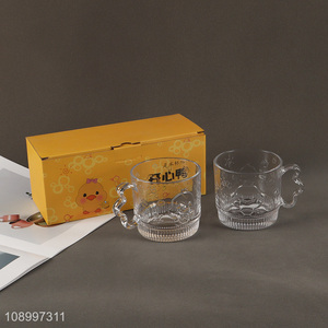 New Arrival Duck Design Embossed Glass Water Cup Glass Coffee Milk Cup