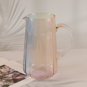 China Imports Rainbow Color Glass Water Pitcher Jug with Handle for Juice Milk