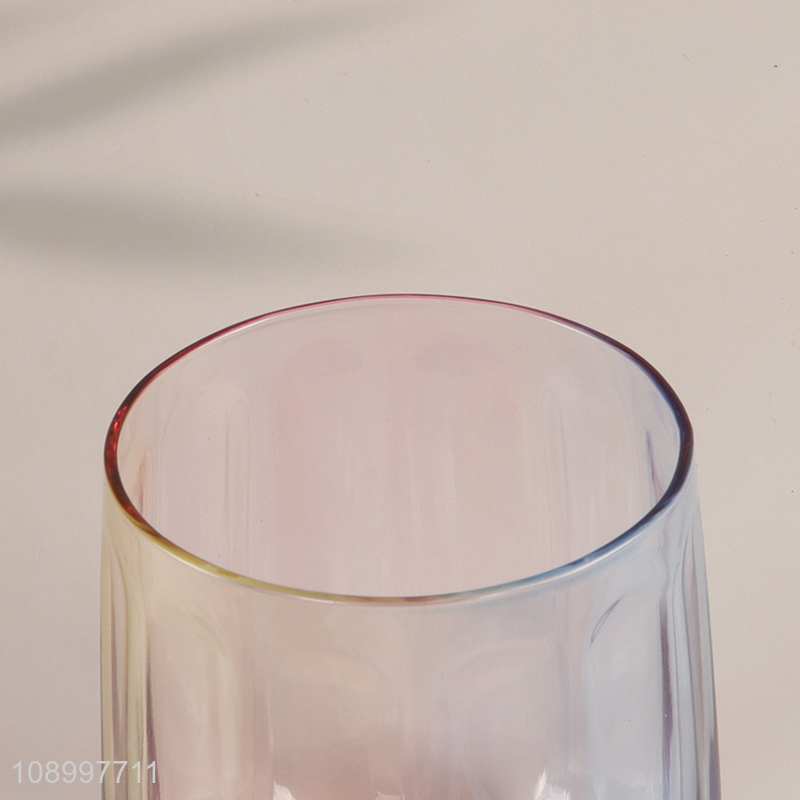 Wholesale Rainbow Color Lead Free Glass Water Tumbler Stemless Wine Glasses