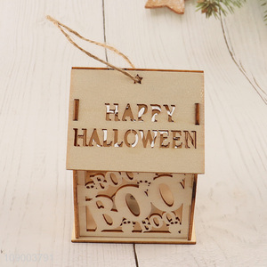 Hot Selling Led Light Halloween Wooden House Ornament Halloween Wooden Crafts