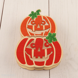 New Product Light Up Halloween Pumpkin Table Decorations Wooden Pumpkin Ornaments