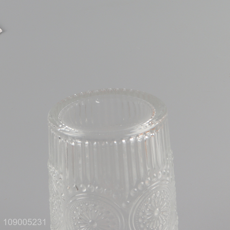 Hot selling 6pcs embossed sunflower unbreakable glass water cup