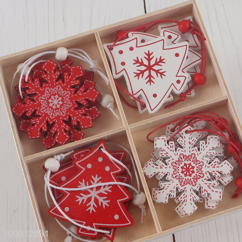 Hot selling snowflakes shape wooden christmas tree hanging decoration pendant decoration