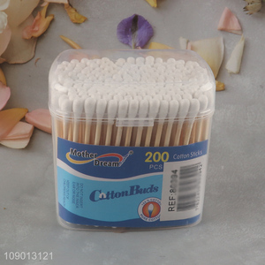 China Product 200 Pieces Natural Cotton Swabs for Makeup and Daily Use