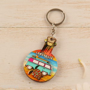 New Product Lanzarote Key Chain Souvenir MDF Keychain Key Ring Bag Pendants