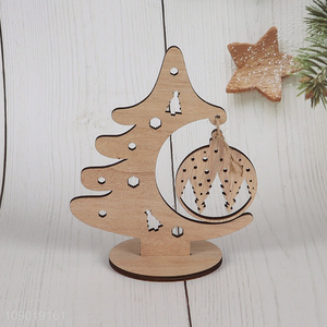 China supplier xmas tree shape wooden Christmas ornaments for tabletop