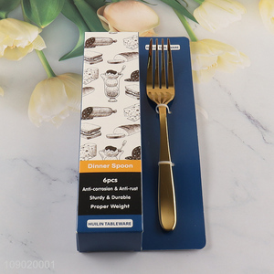 Factory Price 6PCS Titanium Gold Plating Stainless Steel Dinner forks Set