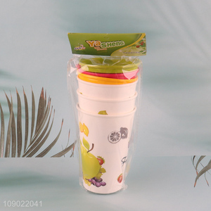 Factory Wholesale 3PCS Custom Print Reusable Plastic Water Cup with Lids