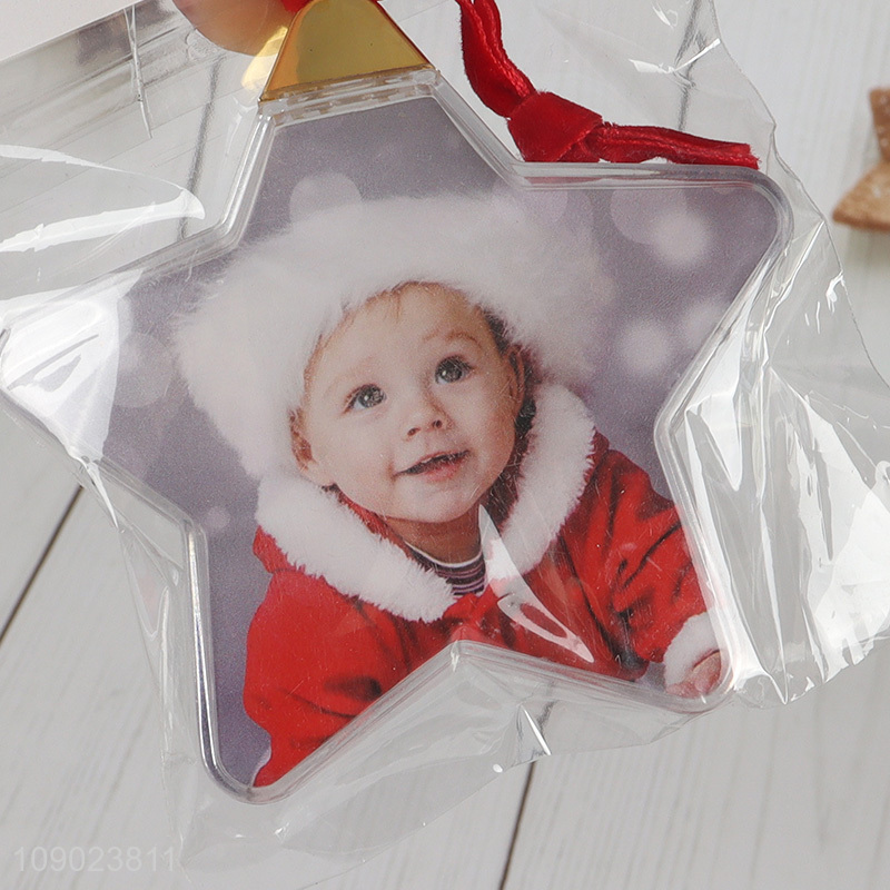 China products star shape photo frame hanging ornaments for Christmas tree