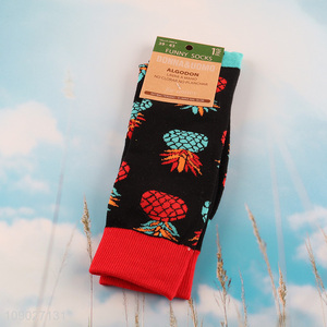 Top products pineapple pattern breathable men women cotton socks