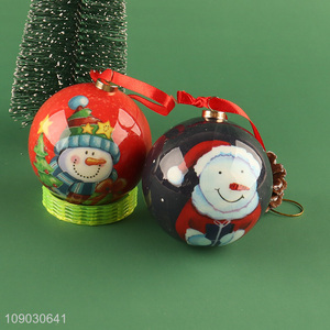 China supplier snowman pattern round Christmas tree hanging ornaments Christmas ball for decoration