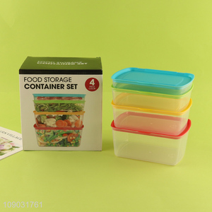 Online wholesale 4pcs multicolor food container plastic preservation box