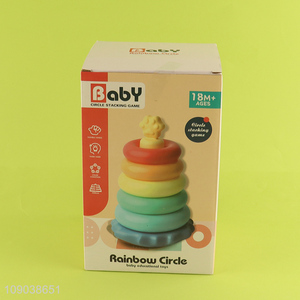 Hot selling colorful baby educational toy baby circle stacking games