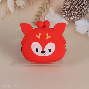 Factory Price Cartoon Animal Silicone Coin Purse Zippered Change Purse