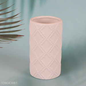 New Product Embossed Ceramic Mouthwash Cup Toothbrush Holder Bathroom Cup