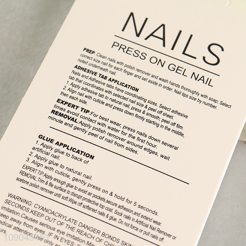 Online wholesale 12pcs nail art decoration women press-on gel nail set