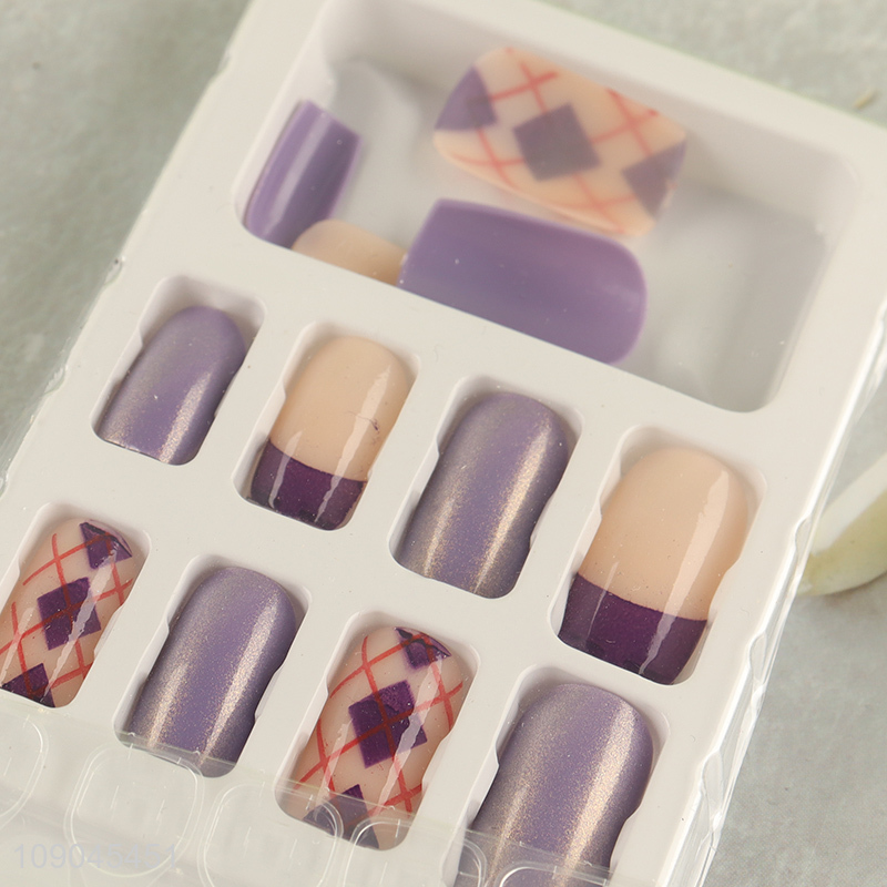 Online wholesale 12pcs nail art decoration women press-on gel nail set