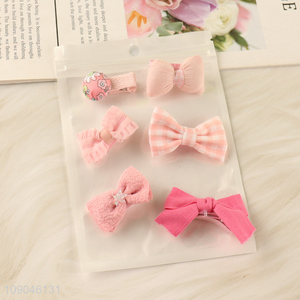 China products pink girls bowknot hairpin hair clips set for hair decoration