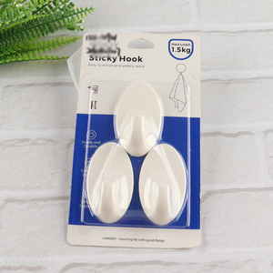 Hot products 3pcs white household heavy duty sticky hook wall hook for sale