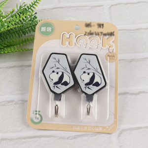 Top selling 2pcs cartoon panda household sticky hook wall hook set wholesale