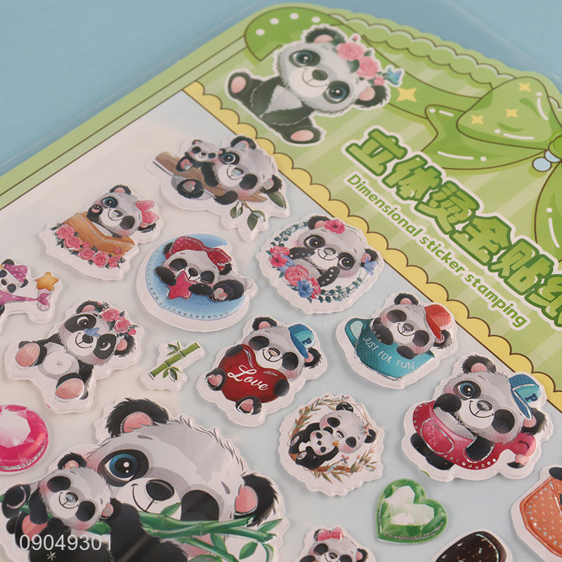 China wholesale panda shape three-dimensional gold stamping sticker