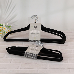 Top selling 5pcs household non-slip grip velvet clothes hanger set