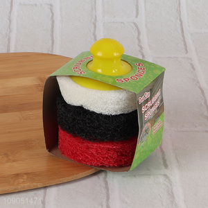 New Product 3 Pieces Kitchen Scrub Sponges Heavy Duty Dish Cleaning Sponges