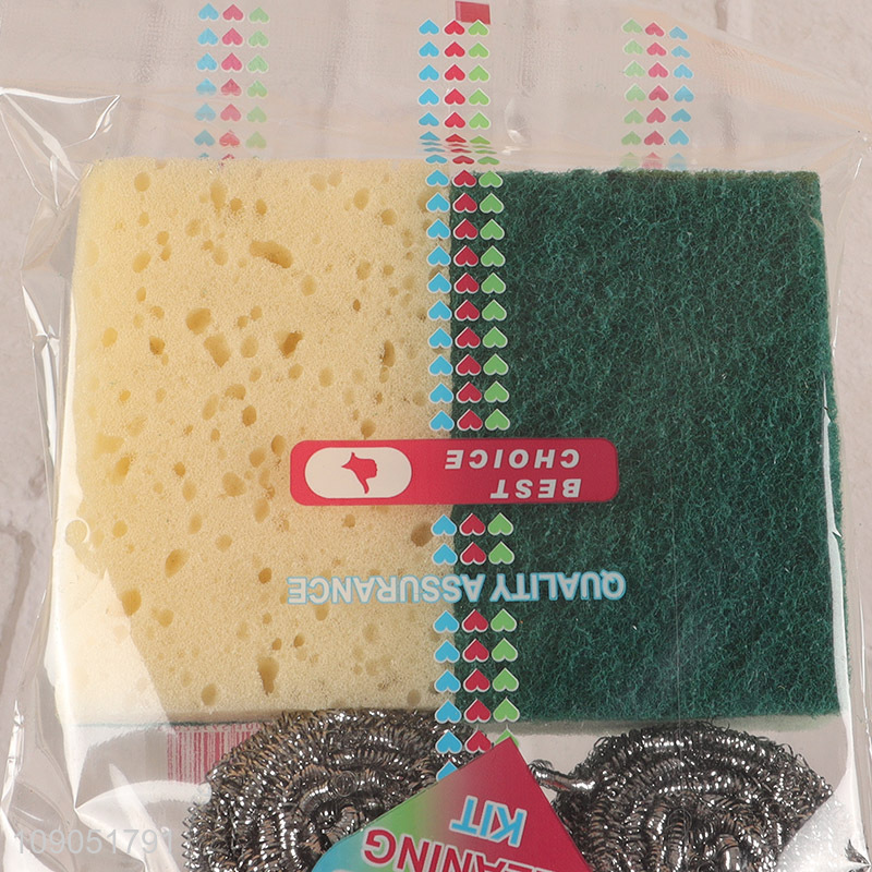 China Product Dish Sponge Steel Wool Scrubber Set for Kitchen Cleaning