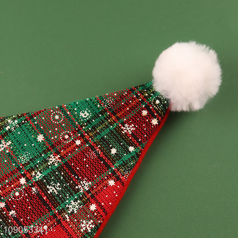 High Quality Plaid Santa Hat Christmas Hat Festival Headwear