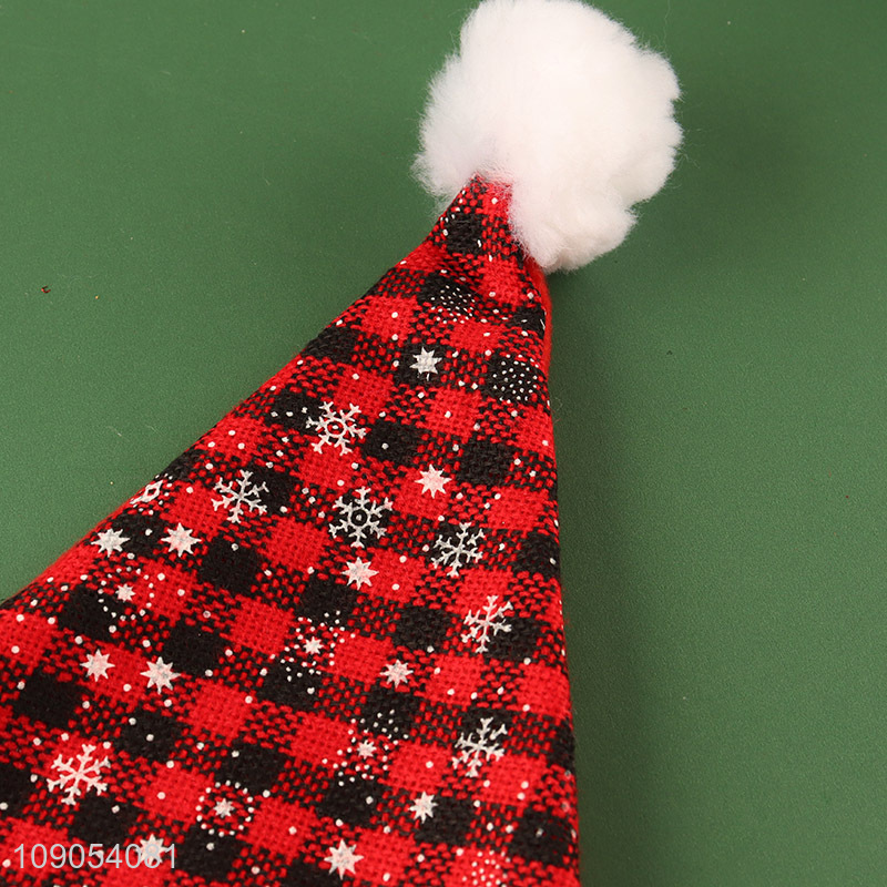 Good Quality Non-Woven Christmas Hat Santa Hat Plaid Xmas Hat