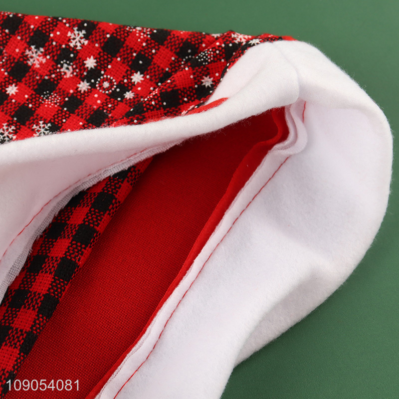 Good Quality Non-Woven Christmas Hat Santa Hat Plaid Xmas Hat