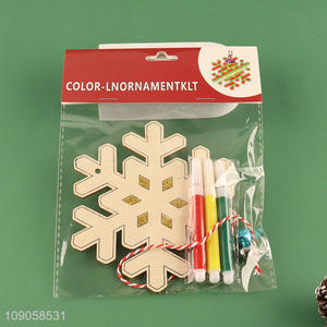Wholesale DIY Coloring Wooden Christmas Craft Kit Unfinished Christmas Wooden Slices