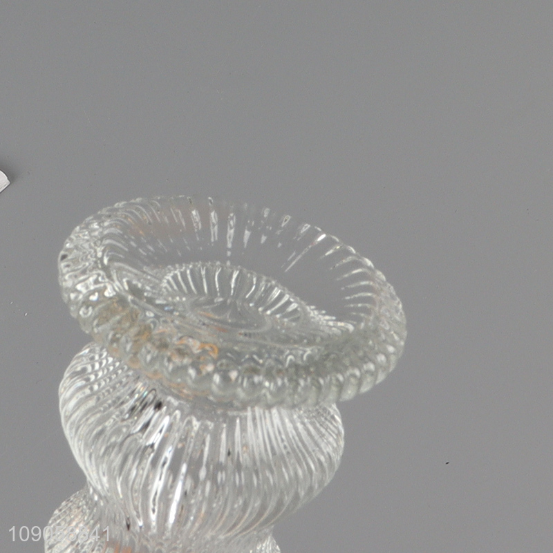 Popular products creative clear glass candlestick candle holder for home decor