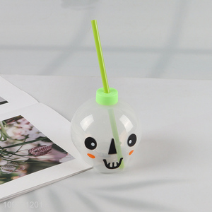 Popular products skull shape plastic water cup drinking cup with straw