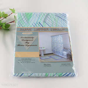 China wholesale waterproof home hotel fabric shower curtain with hooks