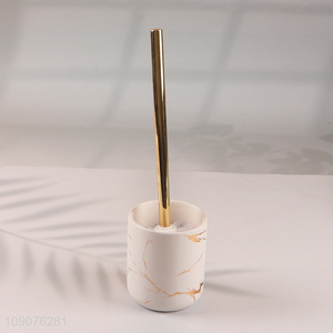 Promotional Marble Look Ceramic Toilet Bowl Brush Set Bathroom Accessories