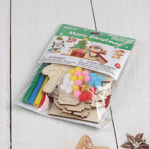 Hot Selling Christmas DIY Coloring Wooden Craft Kit Wooden Christmas Decoration