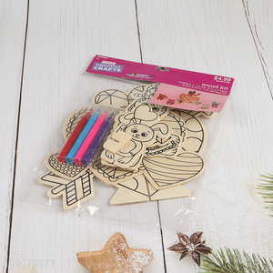 Factory Supply Valentines DIY Coloring Wooden Craft Kit for Home Decoration