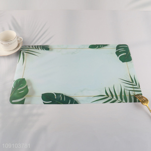 New Product Leaf Printed Pvc Placemat Heat Resistant Non-Slip Placemat