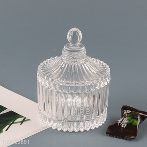Top selling clear glass home candy storage jar with lid