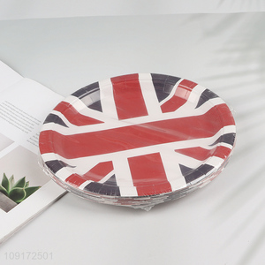 New Product 20 Pieces British Flag Paper Plates Disposable Paper Dessert Plates