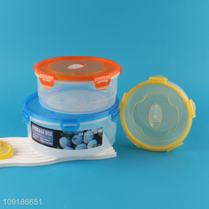 New Arrival 3PCS 2L/1.4L/800ML Round Plastic Food Storage Container Bento Lunch Box Set