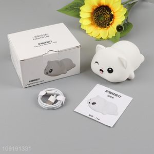 Top selling cartoon lying cat silicone lamp night lights for household