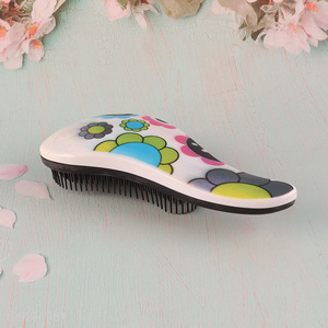 Good Quality Floral Print Massage Comb Detangling Hair Brush for Women Girls