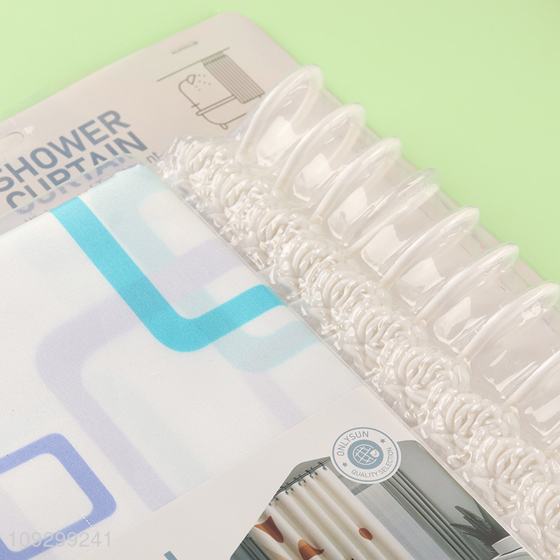 Most popular printed waterproof shower curtain with hook