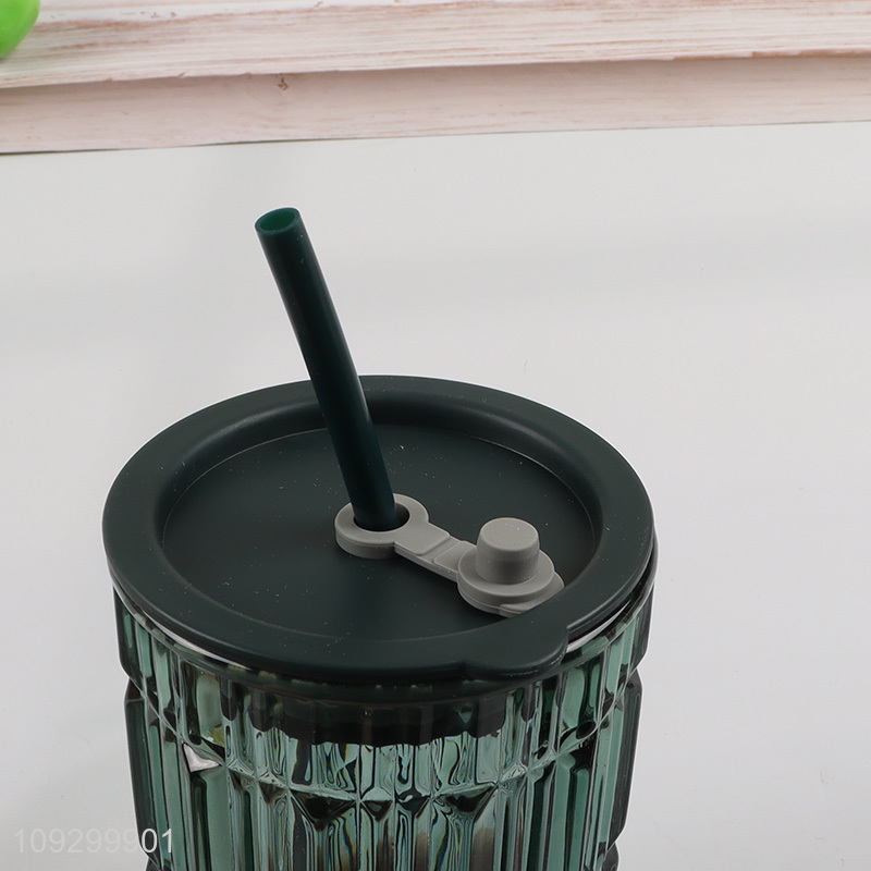 Low price 420ml glass water cup straw cup