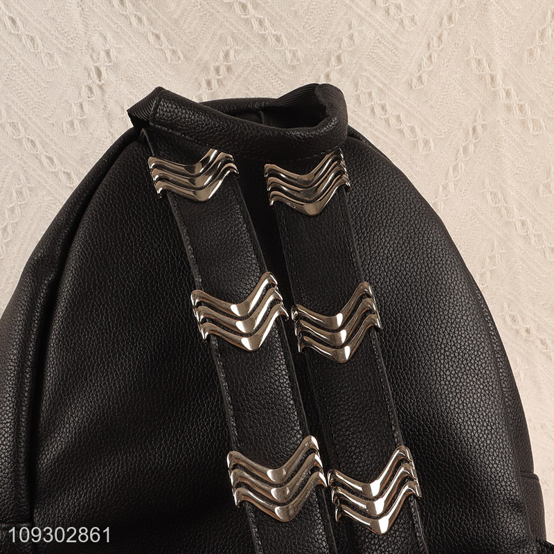 Top selling black fashion pu leather backpack wholesales