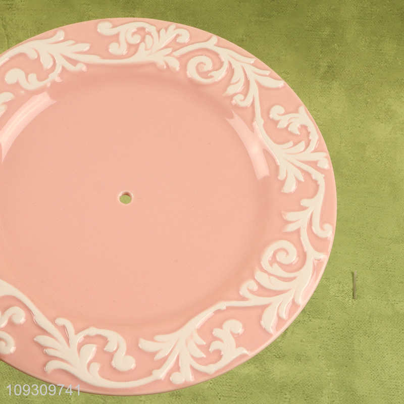 Best selling round pink ceramic dessert plate wholesale