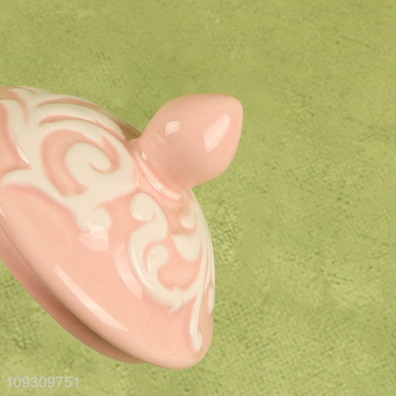 Online wholesale pink ceramic storage jar with lid